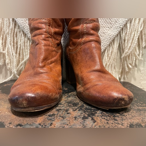 FRYE Tan Leather Heeled Boots - Picture 6 of 12